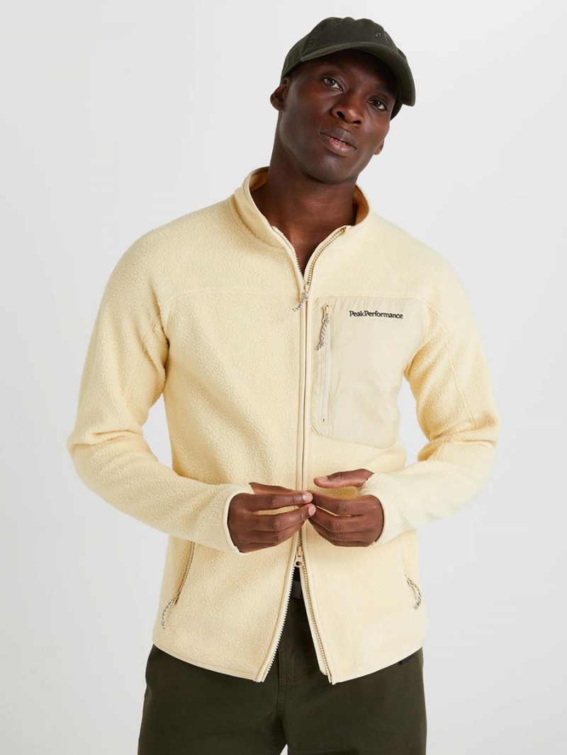 Peak Performance Pile Zip Men's Jacket Yellow | RFD87-943