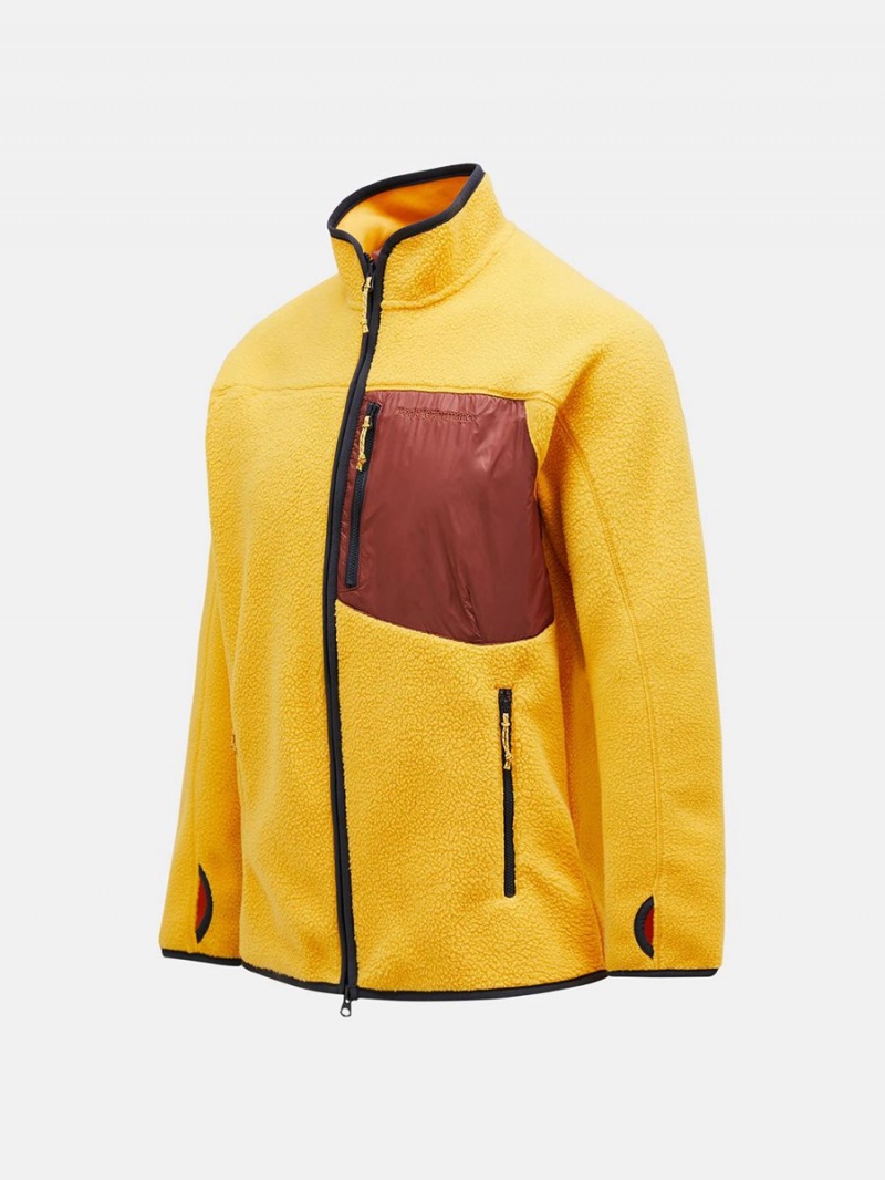 Peak Performance Pile Zip Men's Jacket Yellow | VOP74-118