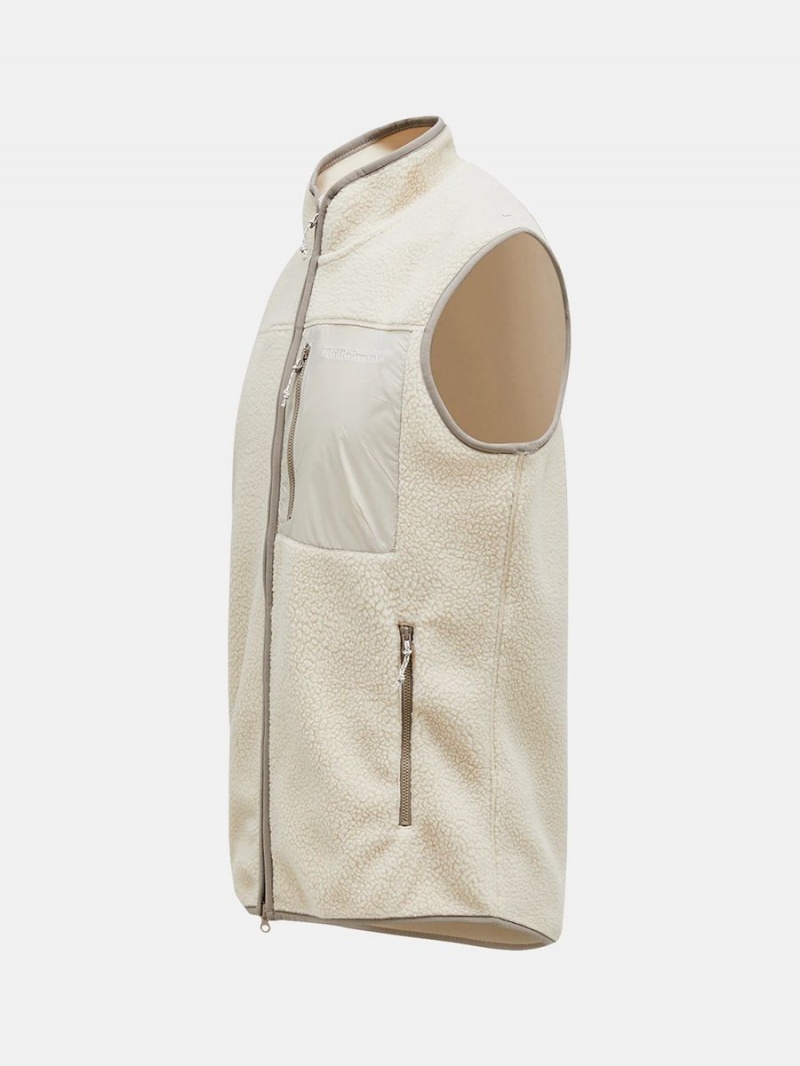 Peak Performance Pile Zip Men's Vest Beige | OEH85-083