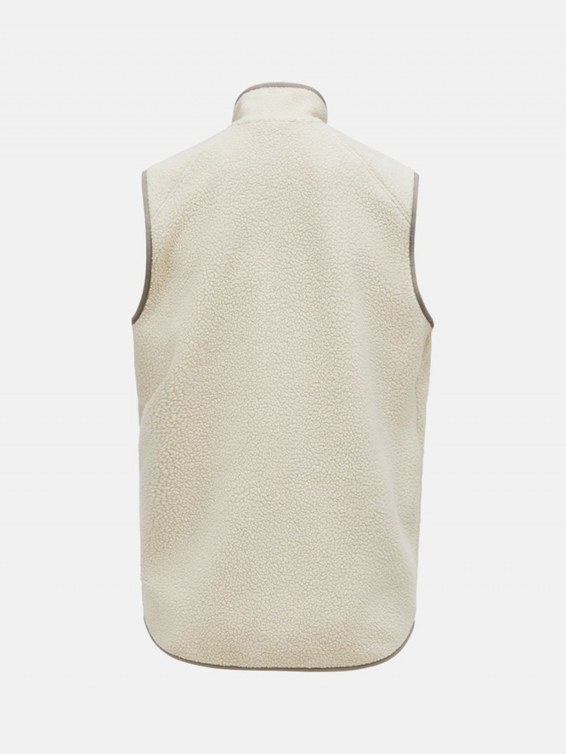 Peak Performance Pile Zip Men's Vest Beige | OEH85-083