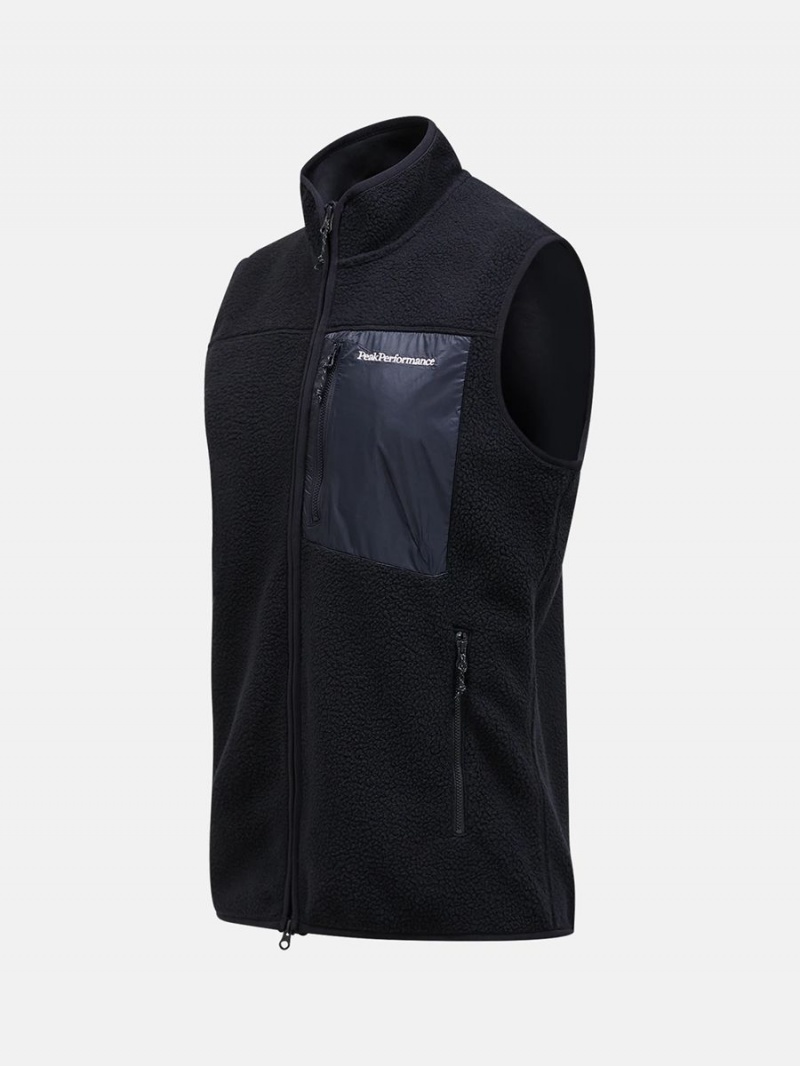 Peak Performance Pile Zip Men's Vest Black | QHD35-748