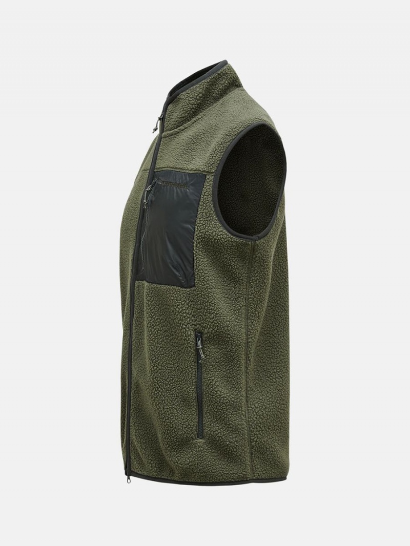 Peak Performance Pile Zip Men's Vest Green | NBO45-878