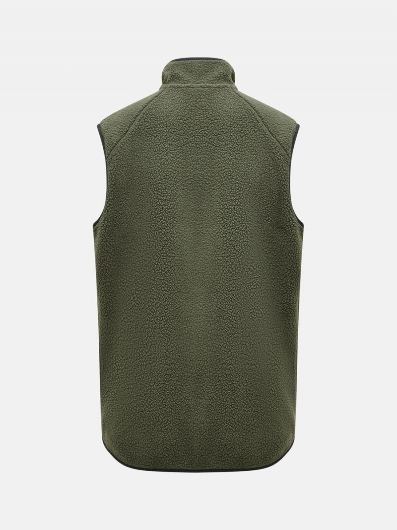 Peak Performance Pile Zip Men's Vest Green | NBO45-878