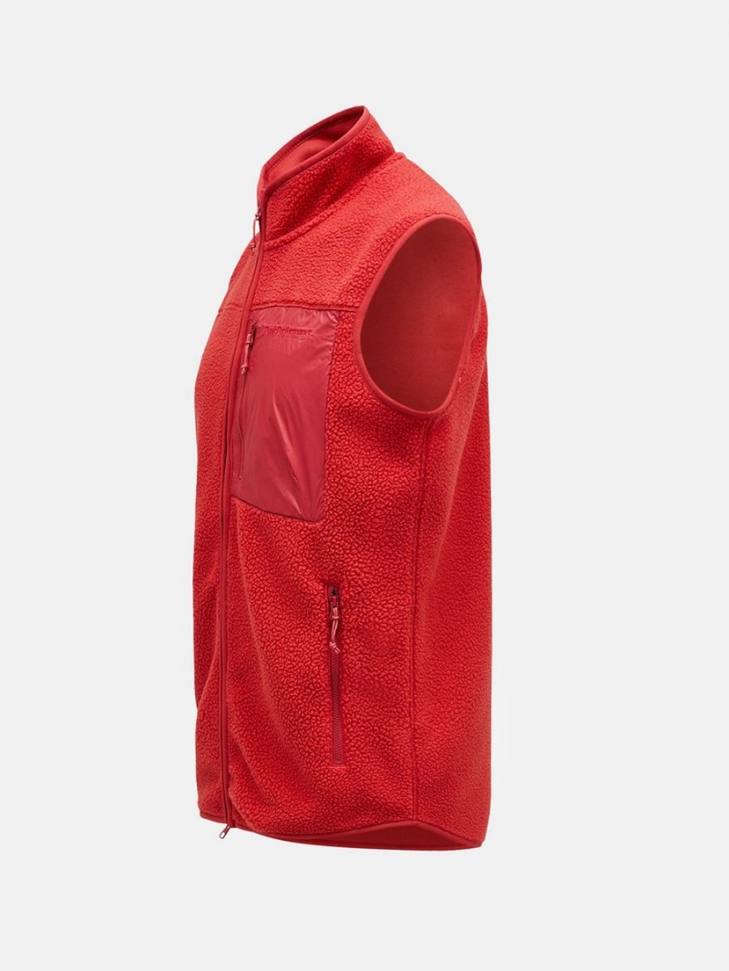 Peak Performance Pile Zip Men's Vest Red | TJY36-517