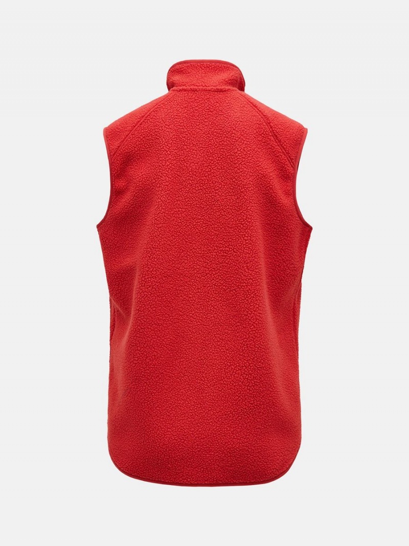 Peak Performance Pile Zip Men's Vest Red | TJY36-517