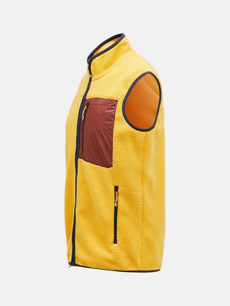 Peak Performance Pile Zip Men's Vest Yellow | OKJ66-749