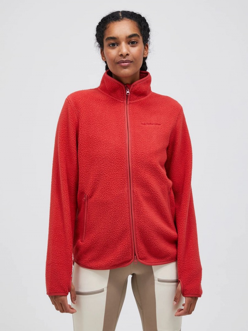 Peak Performance Pile Zip Women's Jacket Red | EAL09-857