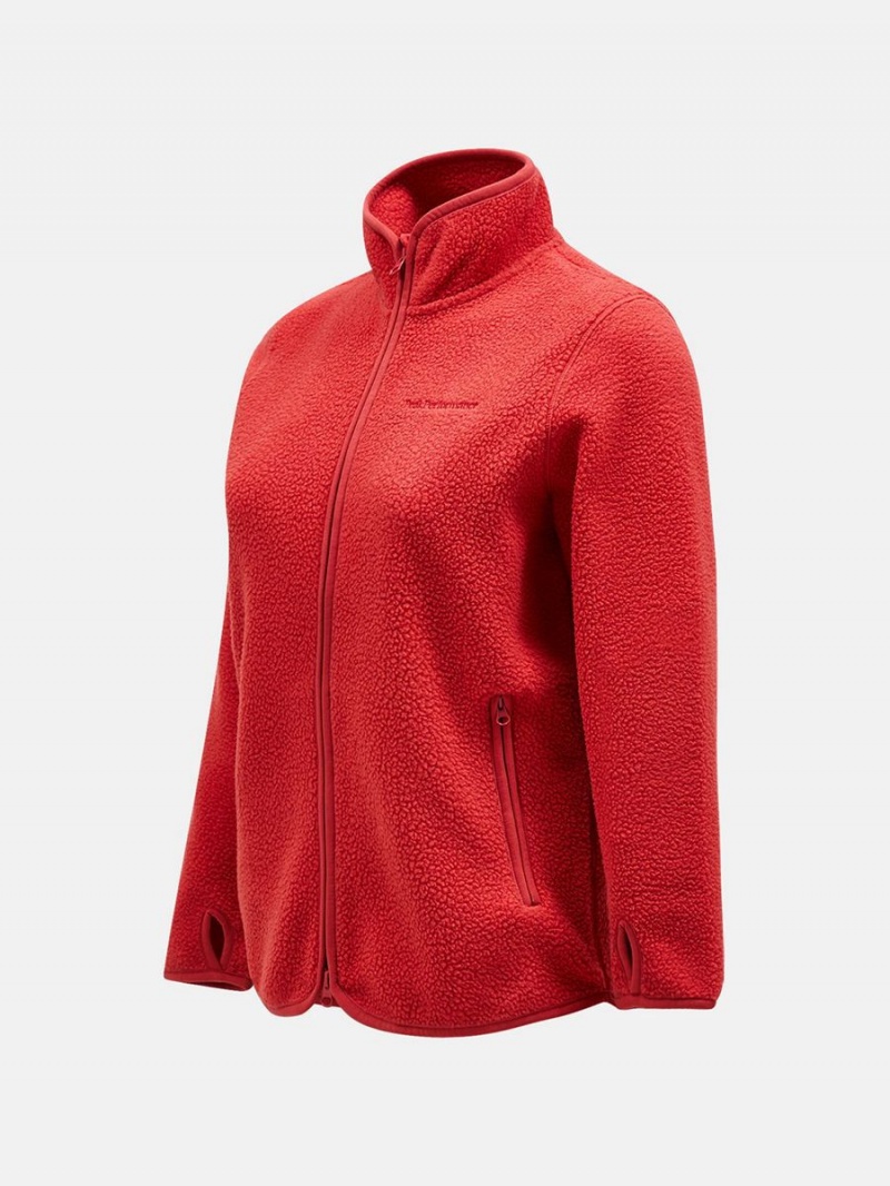 Peak Performance Pile Zip Women's Jacket Red | EAL09-857