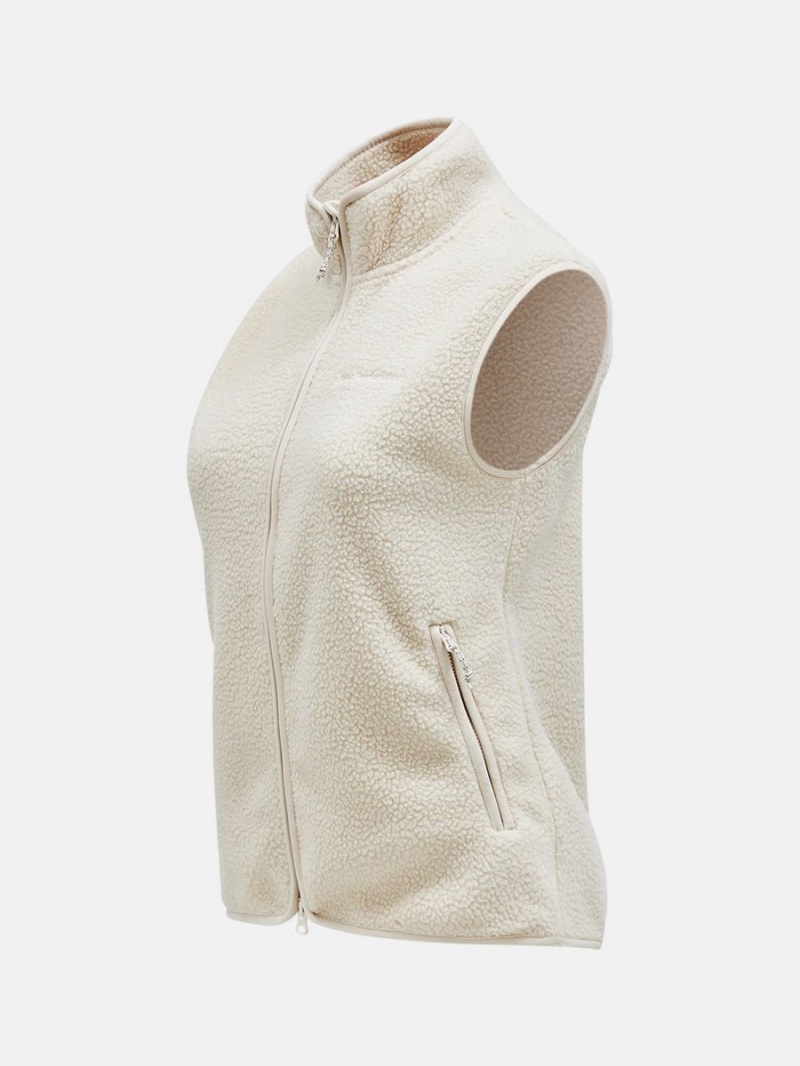 Peak Performance Pile Zip Women's Vest Beige | UHT63-086