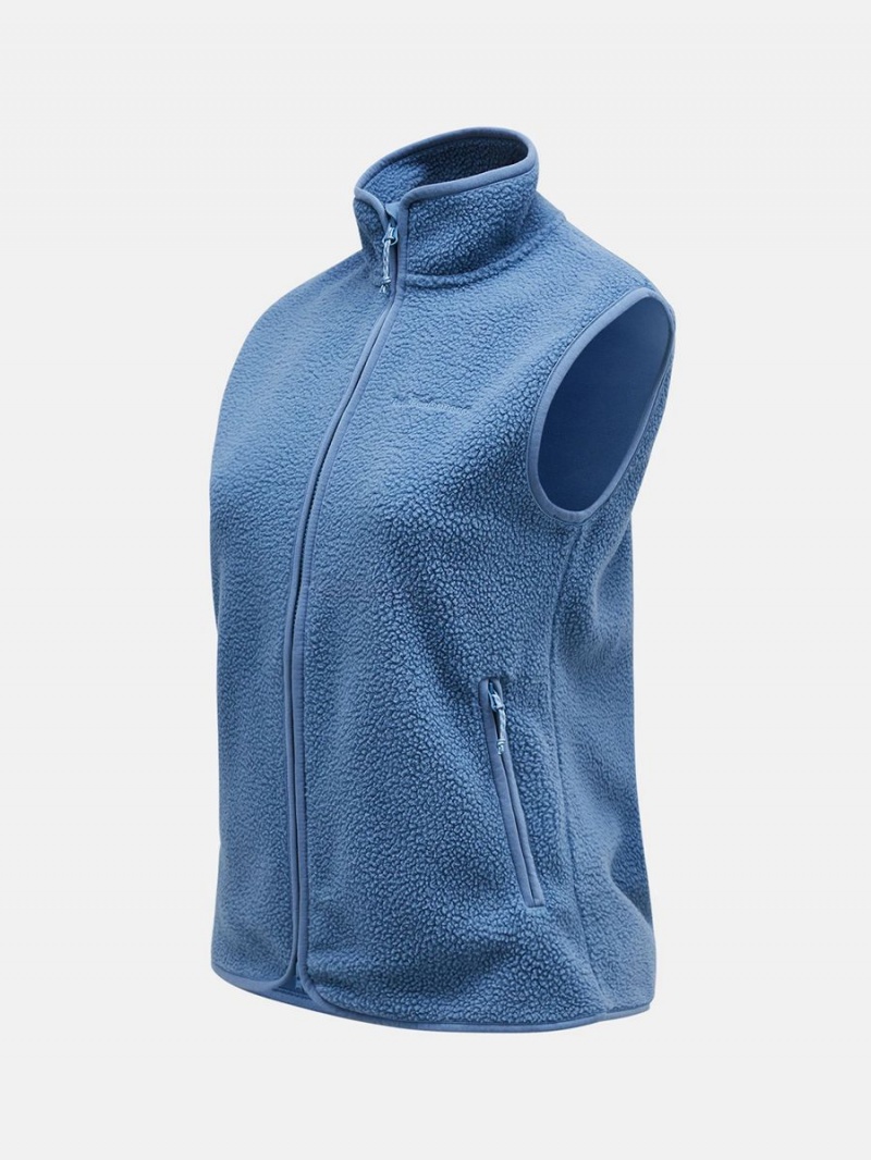 Peak Performance Pile Zip Women's Vest Blue | UYI70-559