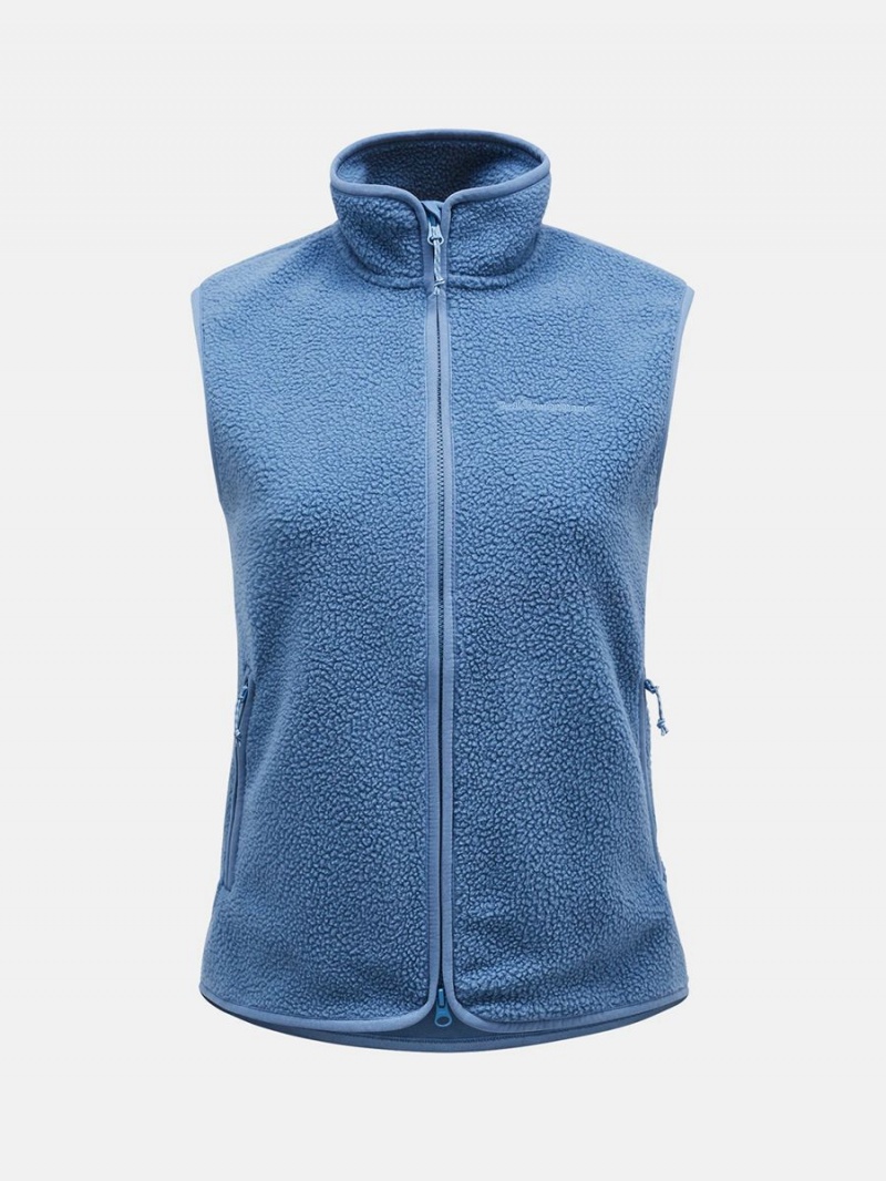 Peak Performance Pile Zip Women\'s Vest Blue | UYI70-559