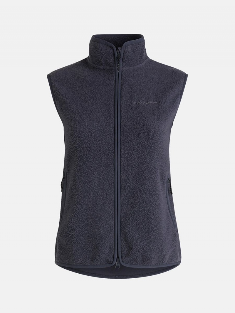 Peak Performance Pile Zip Women\'s Vest Grey | GBP50-472