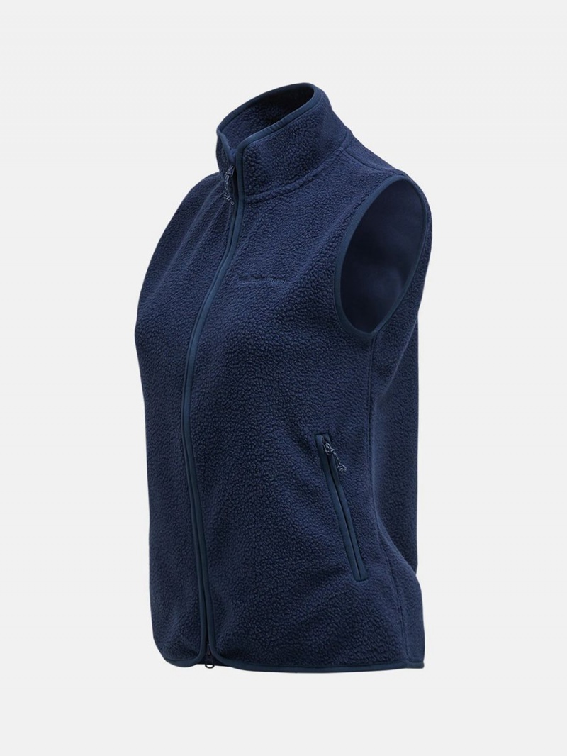 Peak Performance Pile Zip Women's Vest Navy | LVS11-305