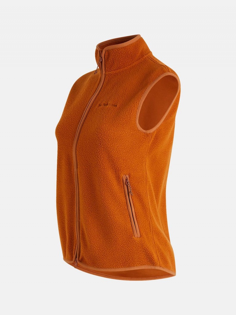 Peak Performance Pile Zip Women's Vest Orange | YRF78-492