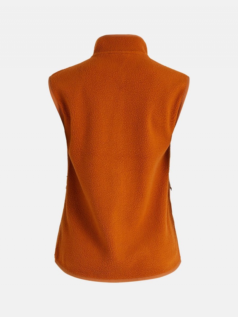 Peak Performance Pile Zip Women's Vest Orange | YRF78-492