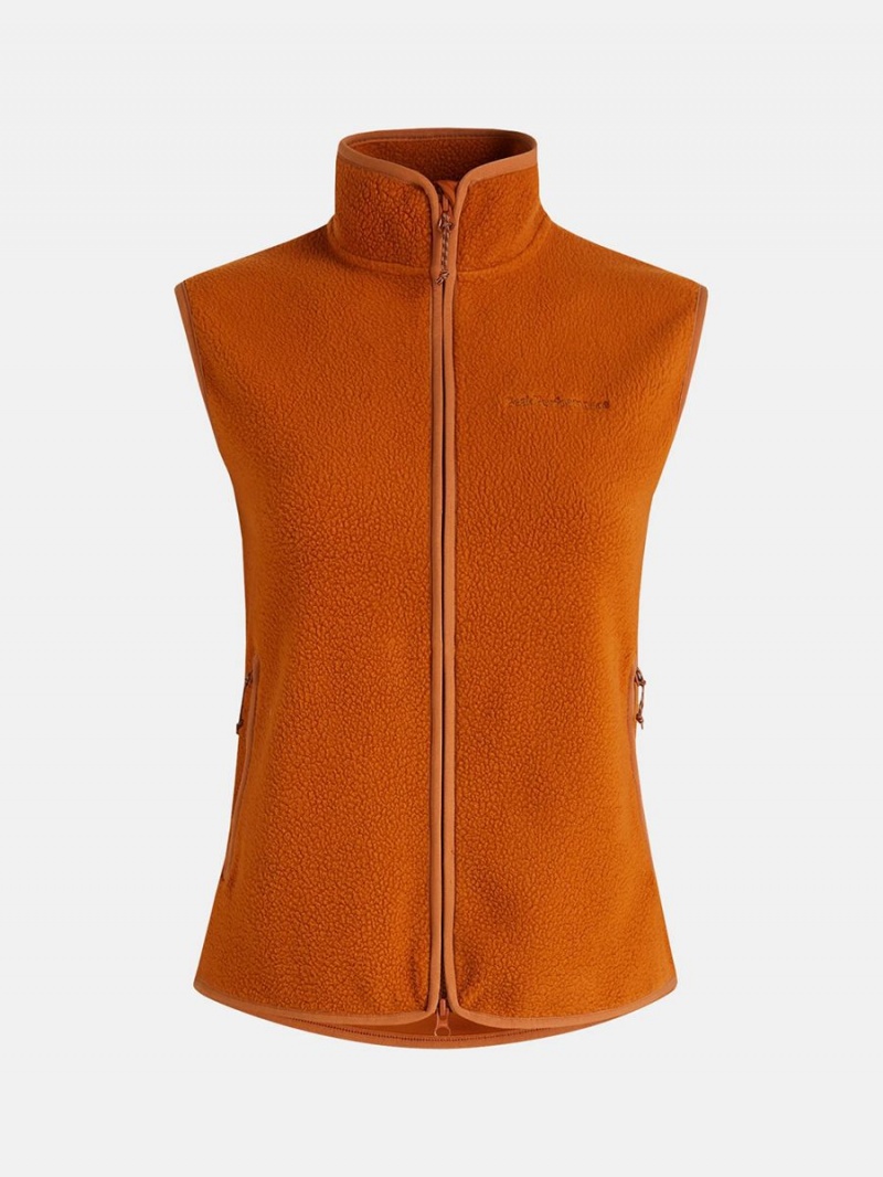 Peak Performance Pile Zip Women\'s Vest Orange | YRF78-492