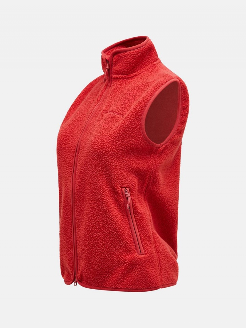 Peak Performance Pile Zip Women's Vest Red | FAB40-856