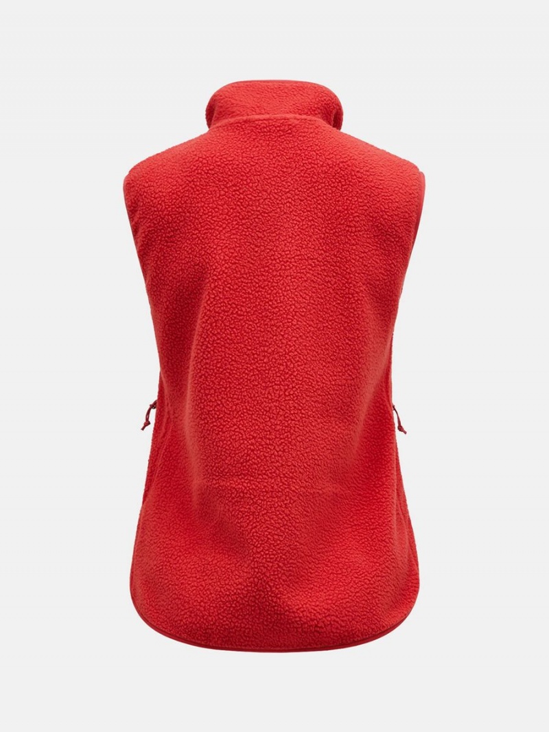 Peak Performance Pile Zip Women's Vest Red | FAB40-856