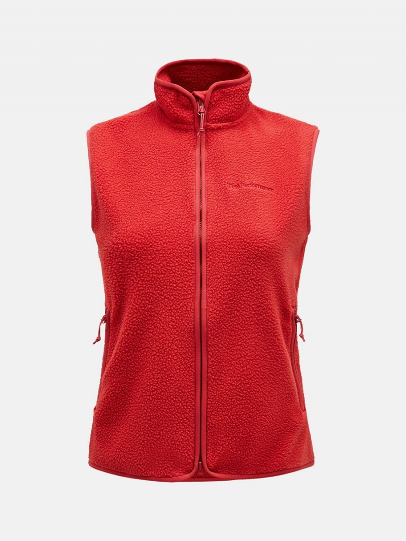 Peak Performance Pile Zip Women\'s Vest Red | FAB40-856