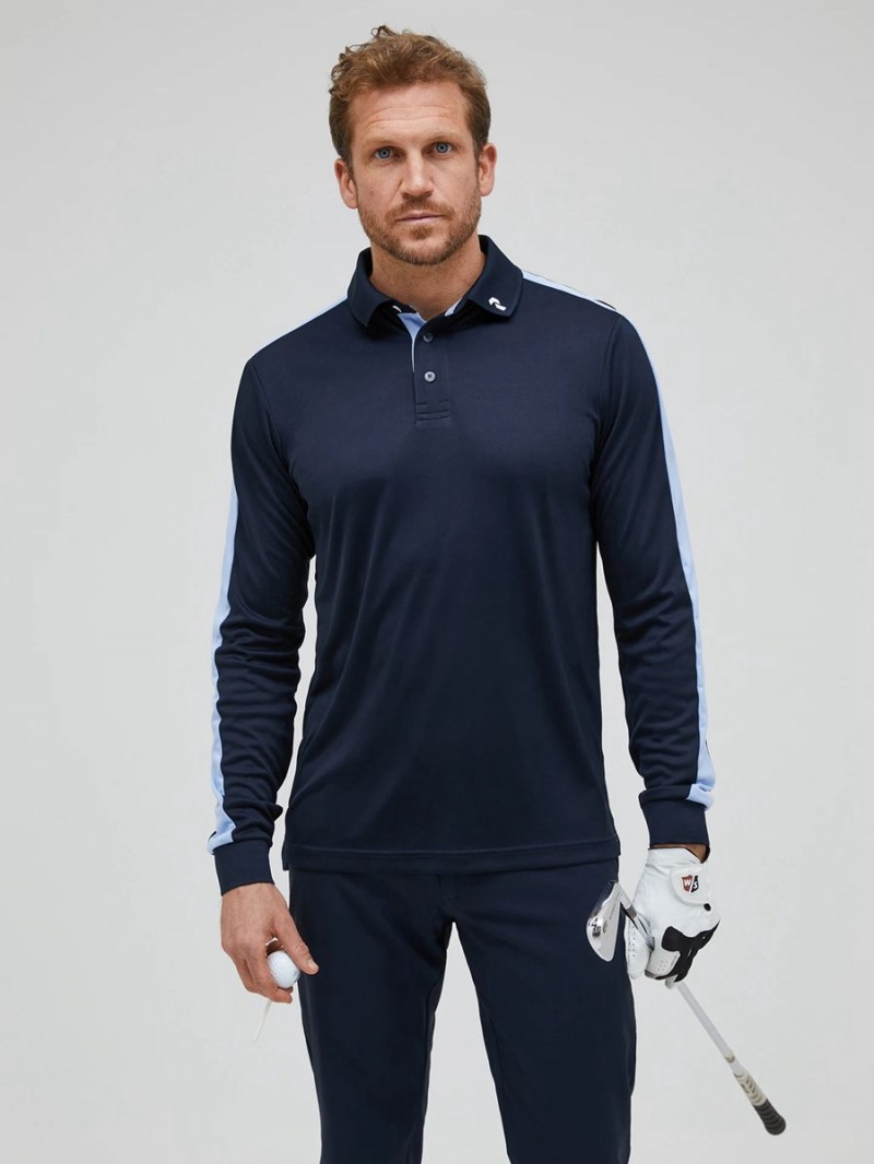 Peak Performance Player Long Sleeve Men's Polo Shirt Navy / Blue | WWP39-761