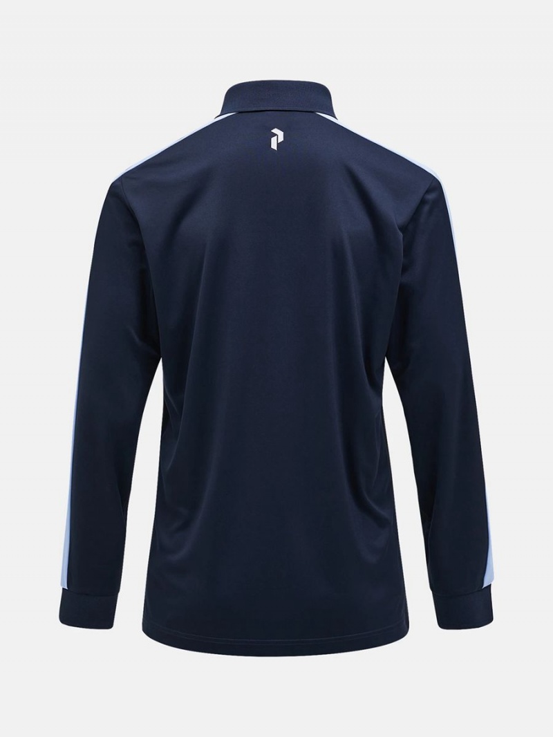 Peak Performance Player Long Sleeve Men's Polo Shirt Navy / Blue | WWP39-761