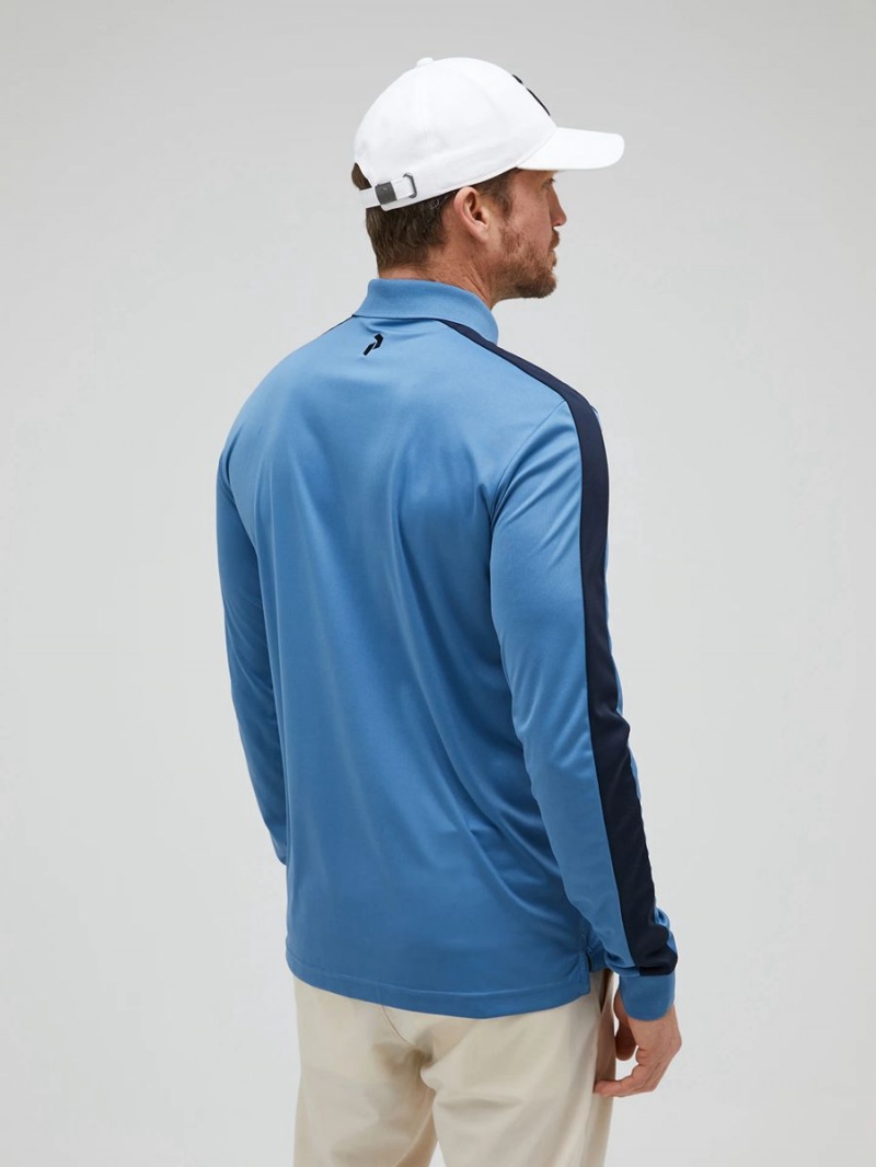 Peak Performance Player Long Sleeve Men's Polo Shirt Blue / Navy | KPK93-662