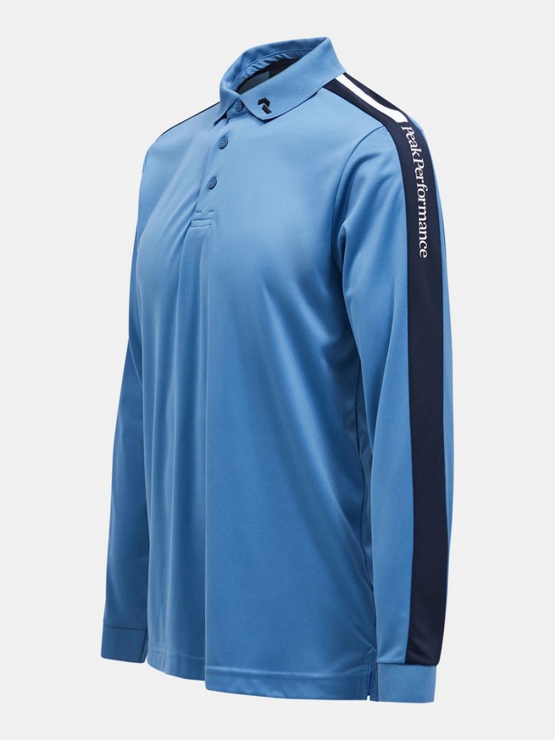 Peak Performance Player Long Sleeve Men's Polo Shirt Blue / Navy | KPK93-662