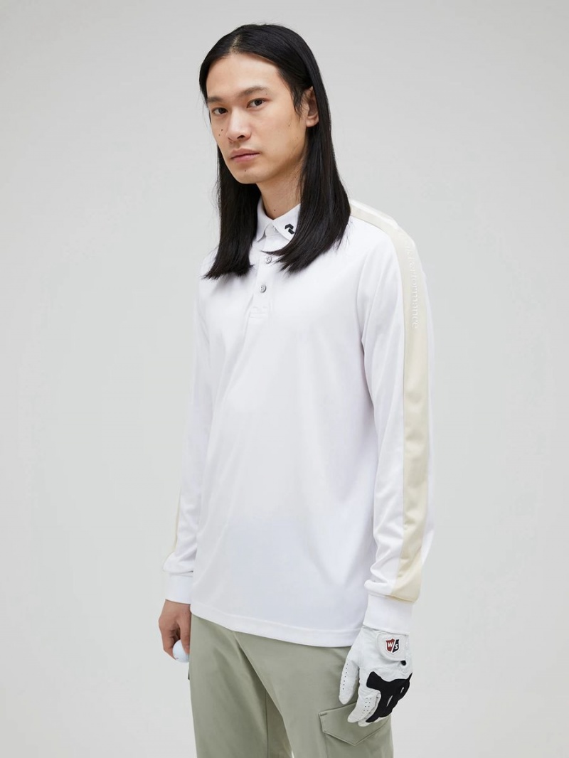 Peak Performance Player Long Sleeve Men's Polo Shirt White / Beige | NJU59-213