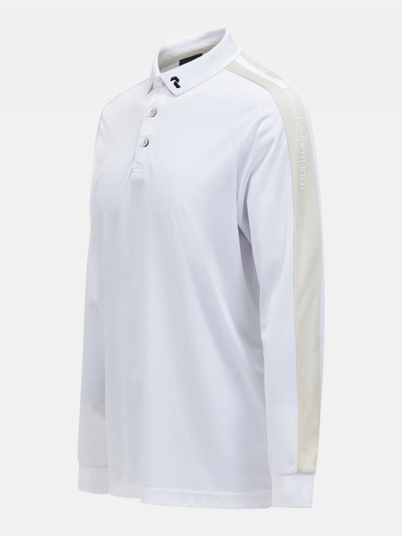 Peak Performance Player Long Sleeve Men's Polo Shirt White / Beige | NJU59-213