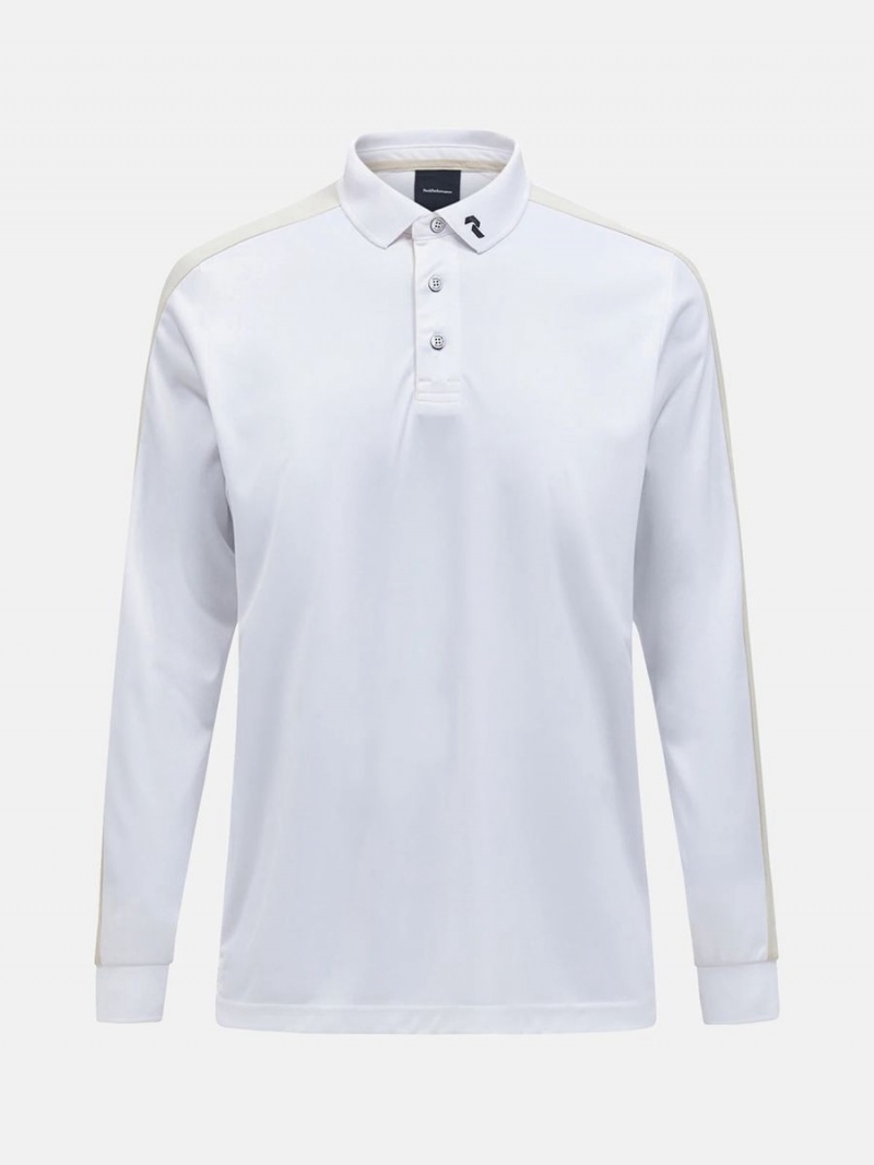 Peak Performance Player Long Sleeve Men\'s Polo Shirt White / Beige | NJU59-213