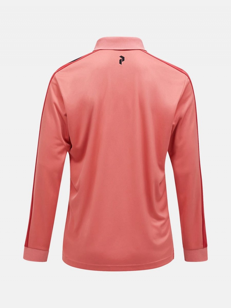 Peak Performance Player Long Sleeve Men's Polo Shirt Pink / Red | RXL96-641