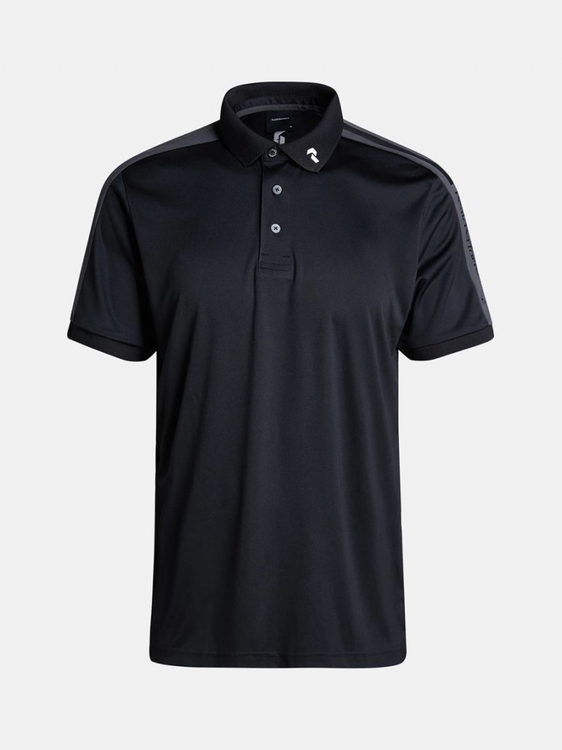 Peak Performance Player Men\'s Polo Shirt Black / Grey | JJH52-459