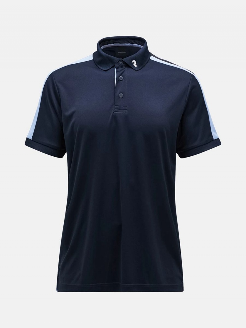 Peak Performance Player Men\'s Polo Shirt Navy / Blue | PQX79-733