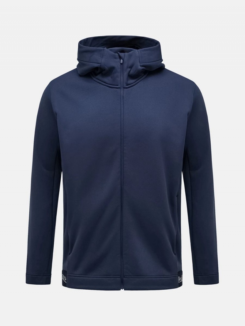 Peak Performance Rider Tech Zip Hood Men\'s Jacket Navy | KLD94-724