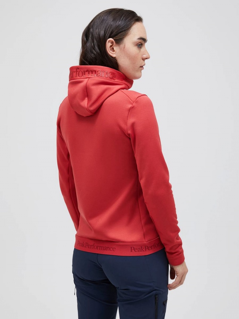 Peak Performance Rider Tech Zip Hood Women's Jacket Red | LSV37-998