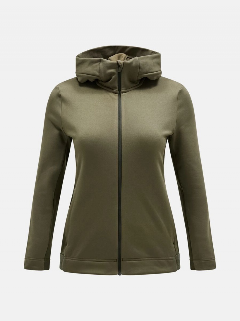 Peak Performance Rider Tech Zip Hood Women\'s Jacket Green / Green | NHP01-370