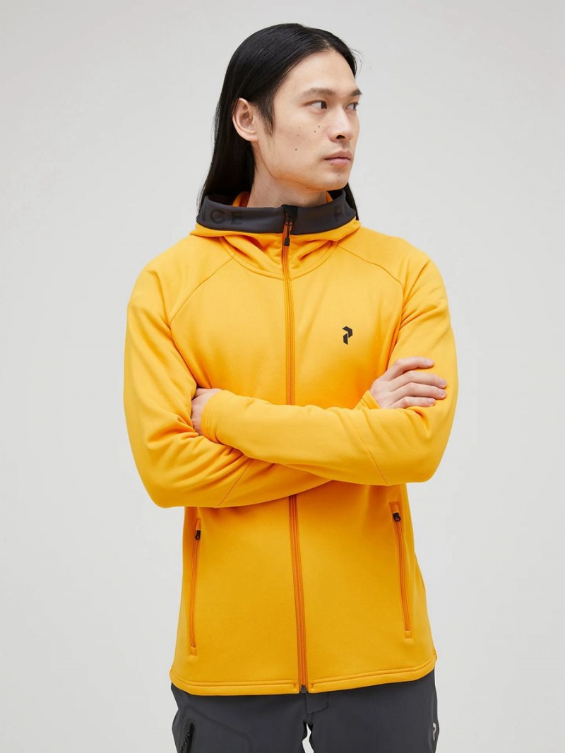 Peak Performance Rider Zip Hood Men's Jacket Yellow / Grey | QLT68-495