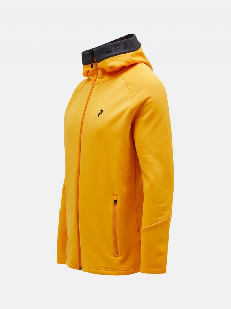 Peak Performance Rider Zip Hood Men's Jacket Yellow / Grey | QLT68-495