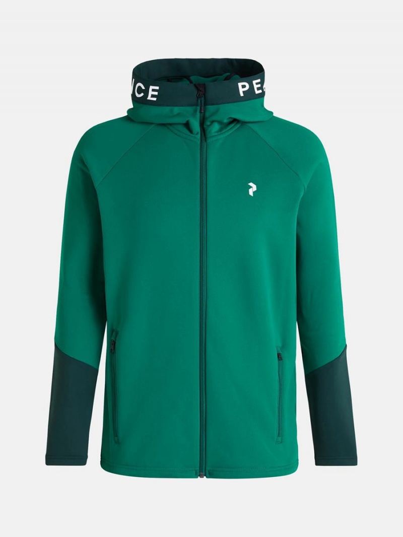 Peak Performance Rider Zip Hood Men\'s Jacket Green / Green | YTS85-480