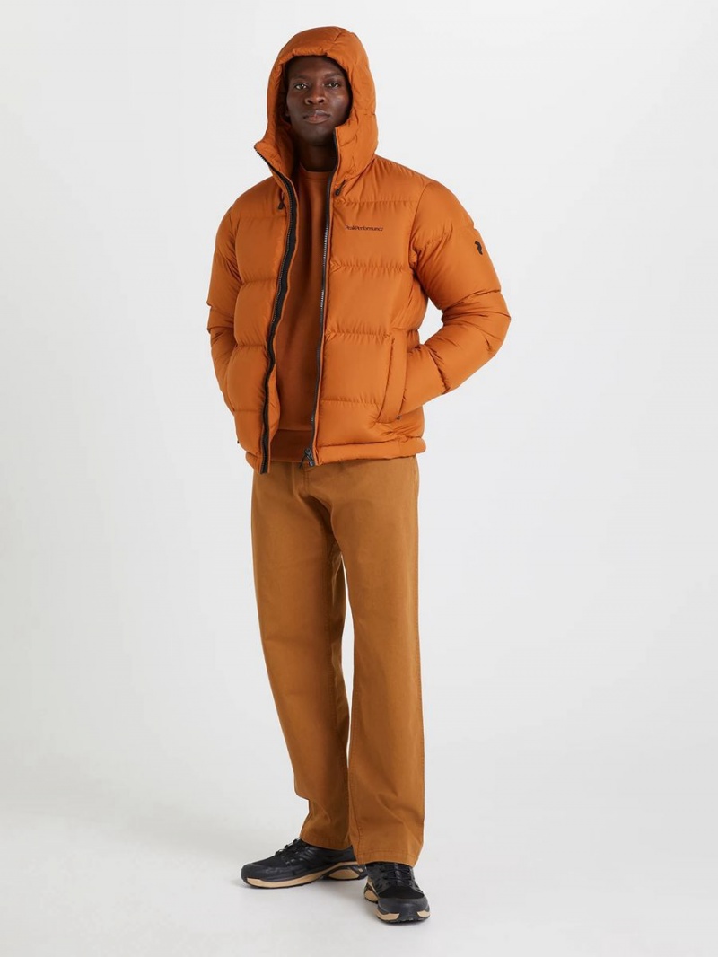 Peak Performance Rivel Men's Down Jacket Orange | RMR15-736