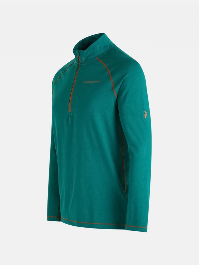 Peak Performance Spirit Half Zip Men's Top Green / Orange | CWW65-116