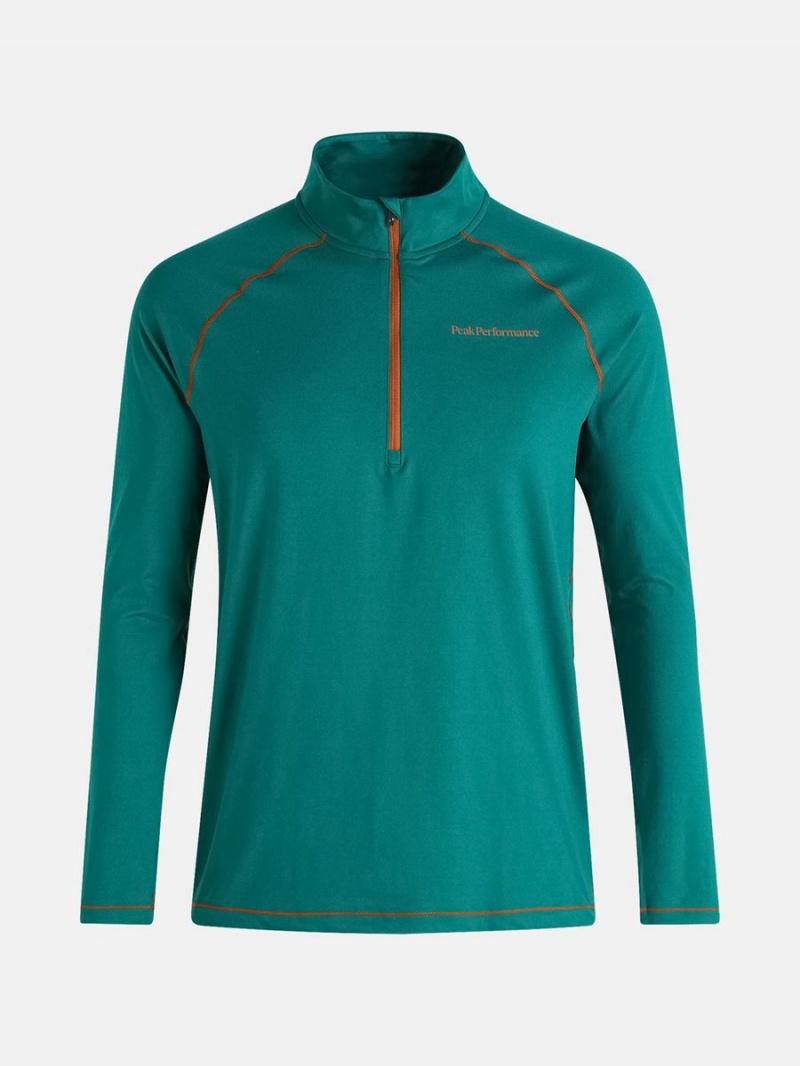 Peak Performance Spirit Half Zip Men\'s Top Green / Orange | CWW65-116