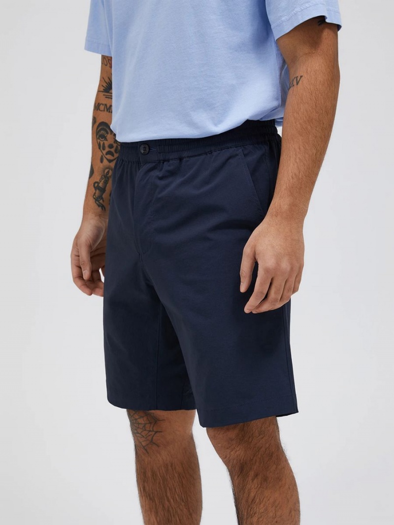 Peak Performance Stretch Drawstring Men's Shorts Navy | REL55-716