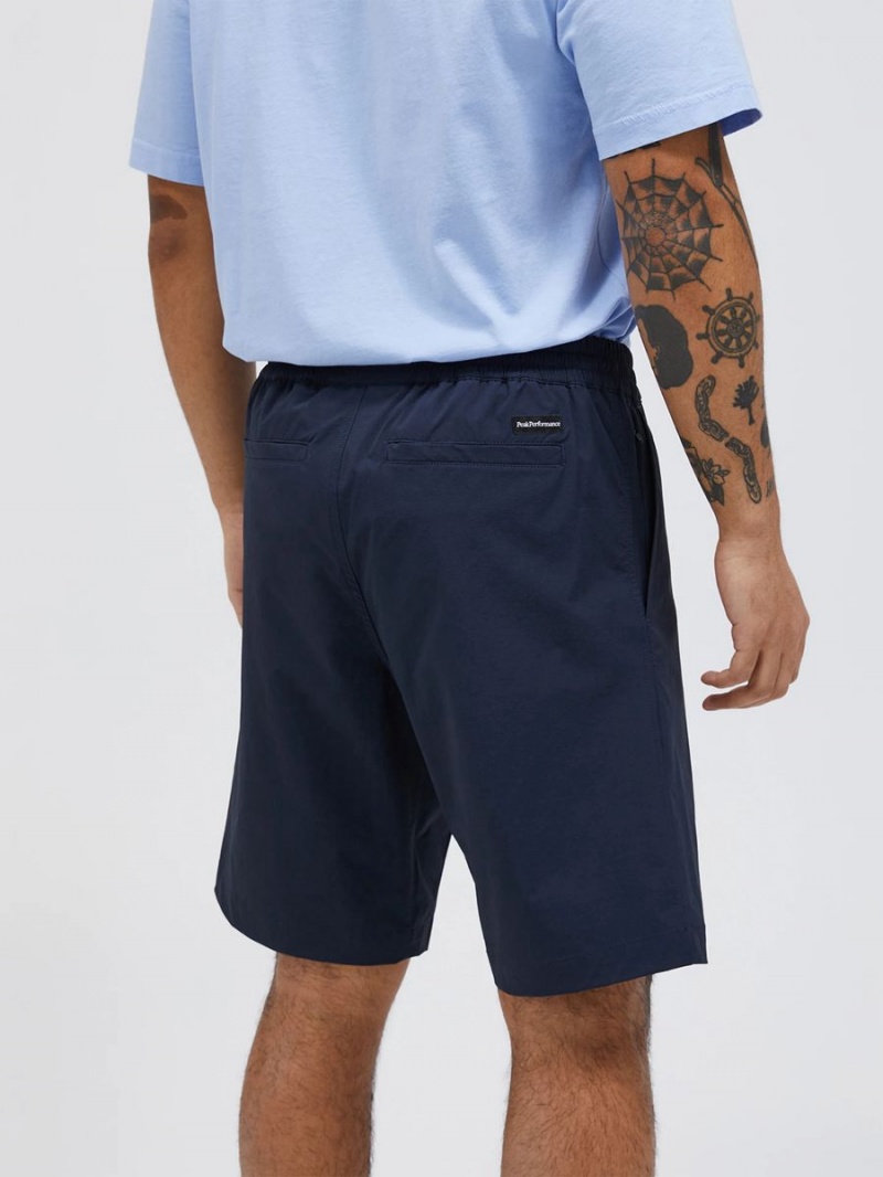 Peak Performance Stretch Drawstring Men's Shorts Navy | REL55-716