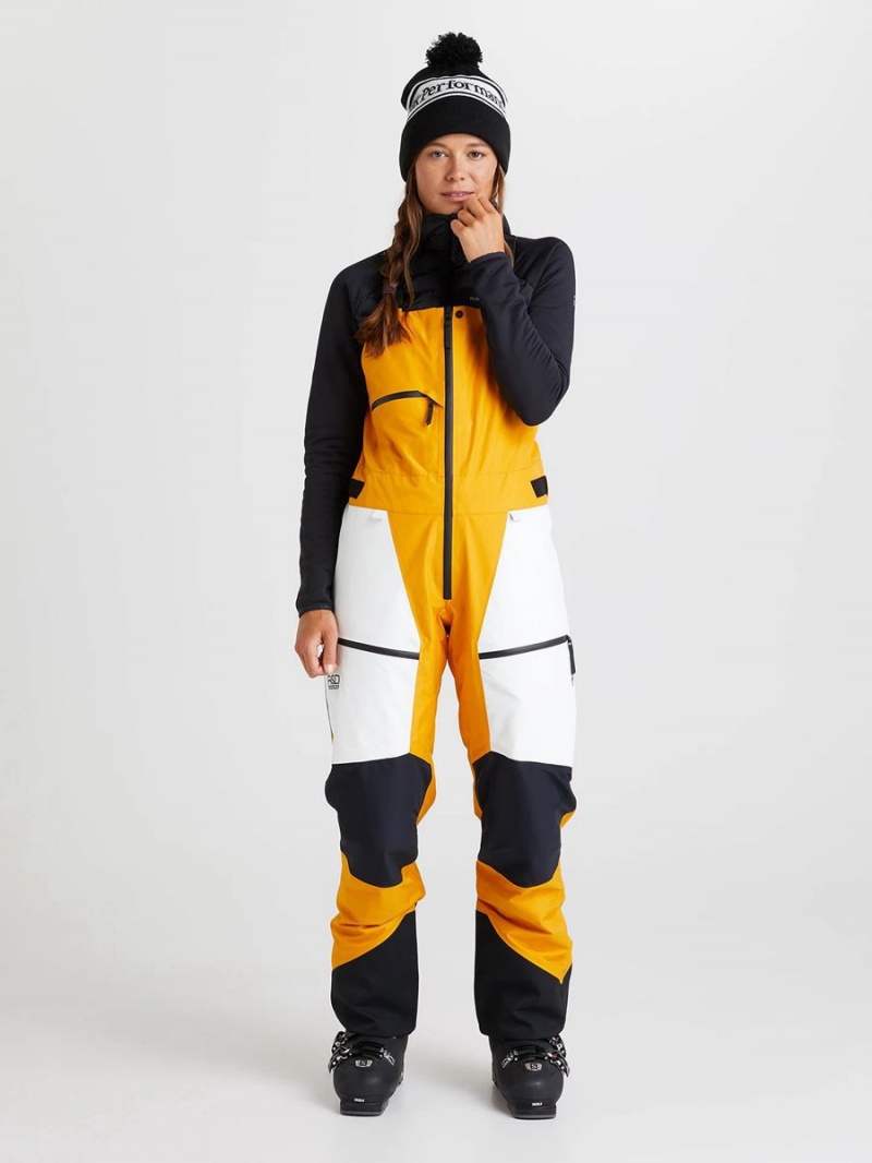 Peak Performance Vertical Gore-Tex Pro 3L Bib Women's Ski Pants Yellow / White | XEI03-612