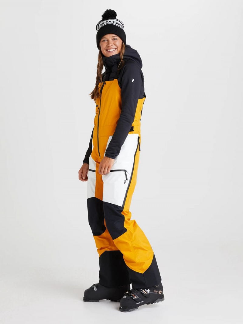 Peak Performance Vertical Gore-Tex Pro 3L Bib Women's Ski Pants Yellow / White | XEI03-612