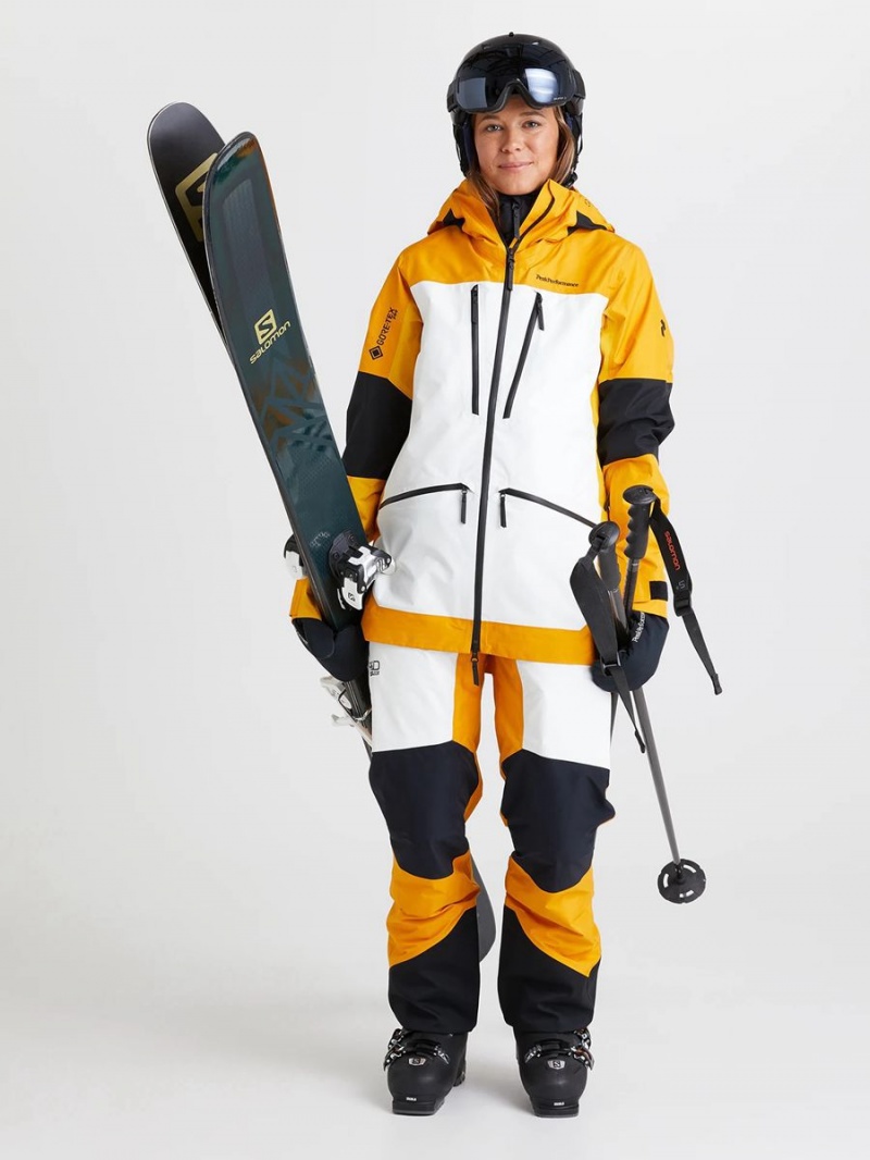 Peak Performance Vertical Gore-Tex Pro 3L Women's Ski Jacket Yellow / White | MNJ46-110