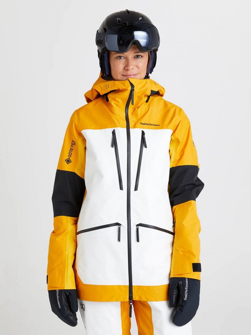 Peak Performance Vertical Gore-Tex Pro 3L Women's Ski Jacket Yellow / White | MNJ46-110