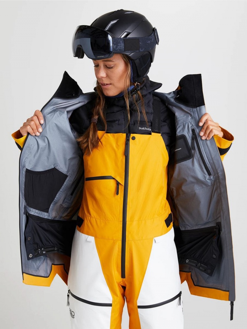 Peak Performance Vertical Gore-Tex Pro 3L Women's Ski Jacket Yellow / White | MNJ46-110