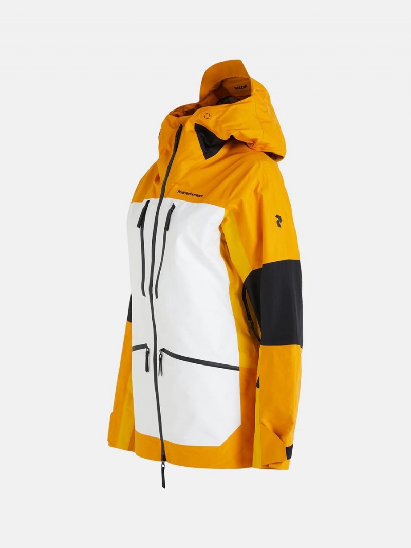 Peak Performance Vertical Gore-Tex Pro 3L Women's Ski Jacket Yellow / White | MNJ46-110